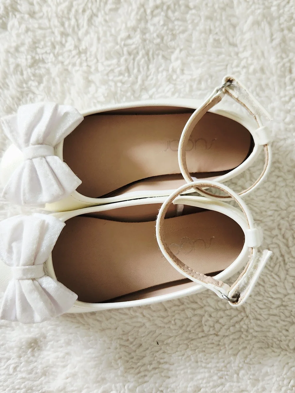 Sugar Toddler Girls Ivory / Off-White Bow Ballet Flats - Size 11